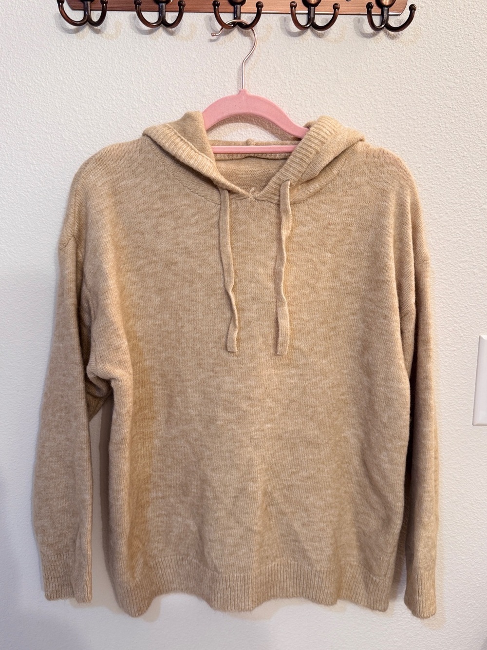 Women’s Hooded Knit Sweater in Beige